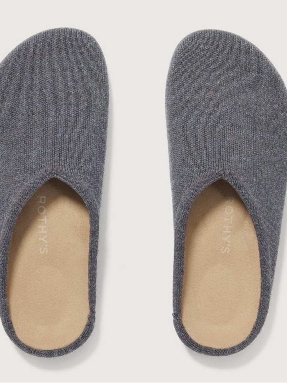 Rothy's Charcoal clog slip on’s.